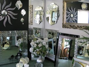 decorative mirrors in showroom