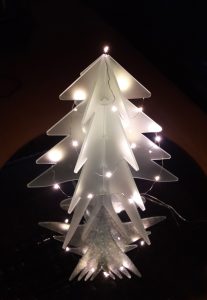 white glass christmas tree