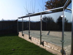 backyard with glass balustrade
