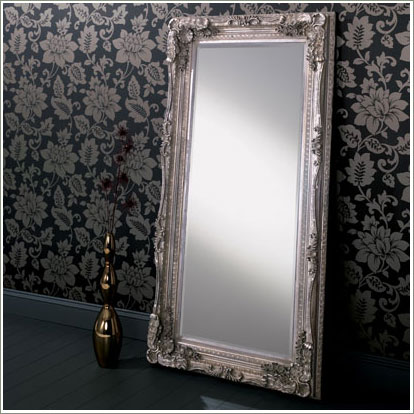 large silver framed mirror
