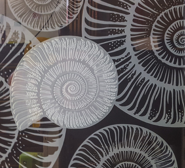 Sandblasted Glass Ammonite