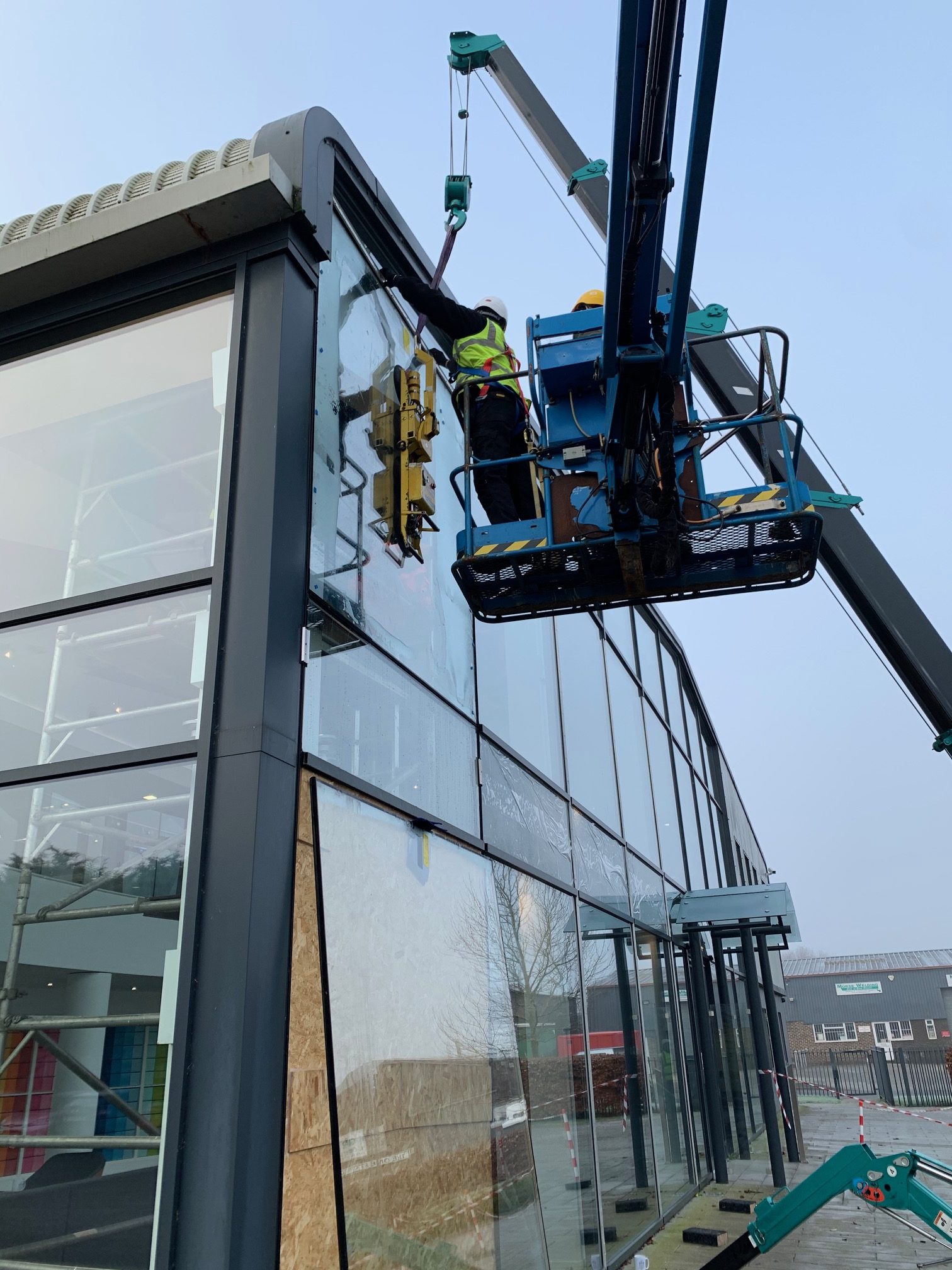 Maneuvering the glass into place